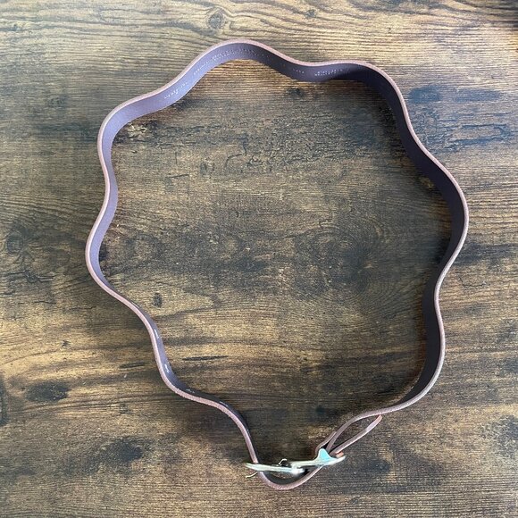 Halogen Women's Genuine Leather Belt Brown & Tan Gold Circle Buckle Size S - Picture 2 of 11